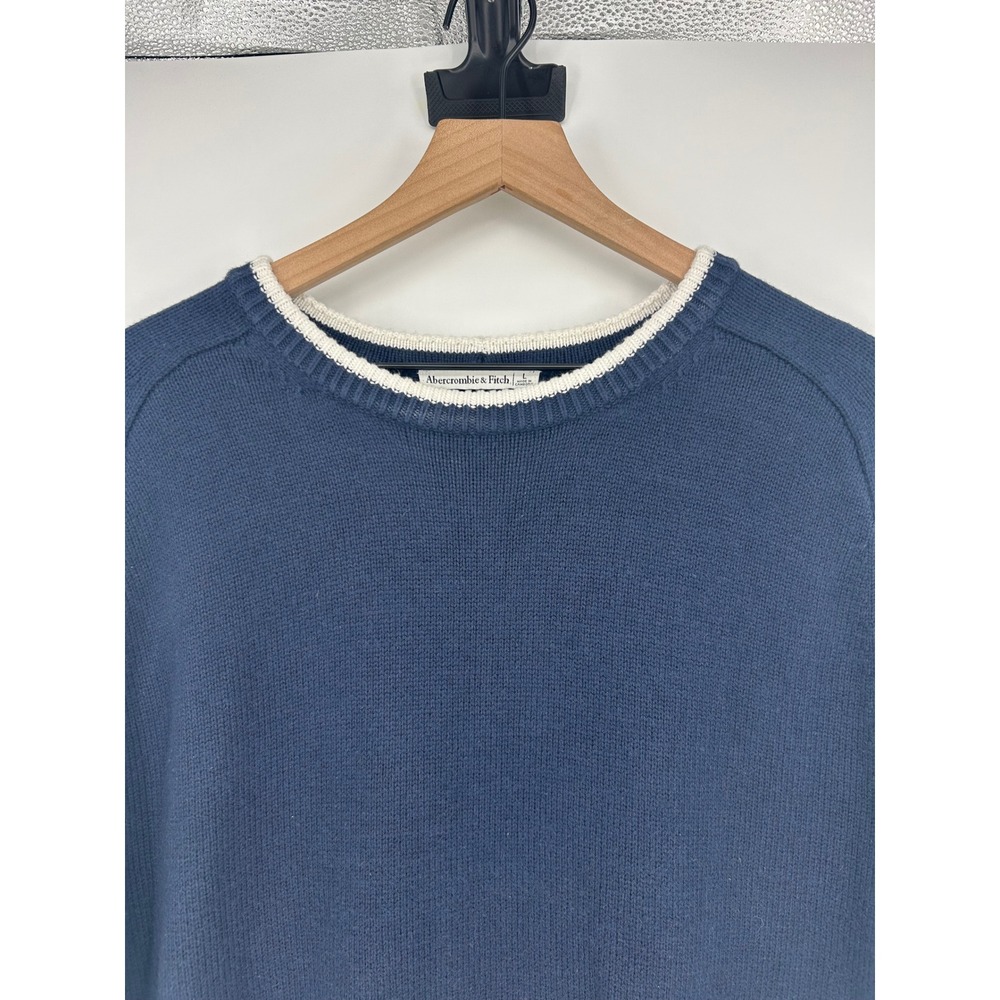 Abercrombie & Fitch Navy Blue Crew Sweater Tee In Women's Large-Boxy Fit Knit - Picture 7 of 11